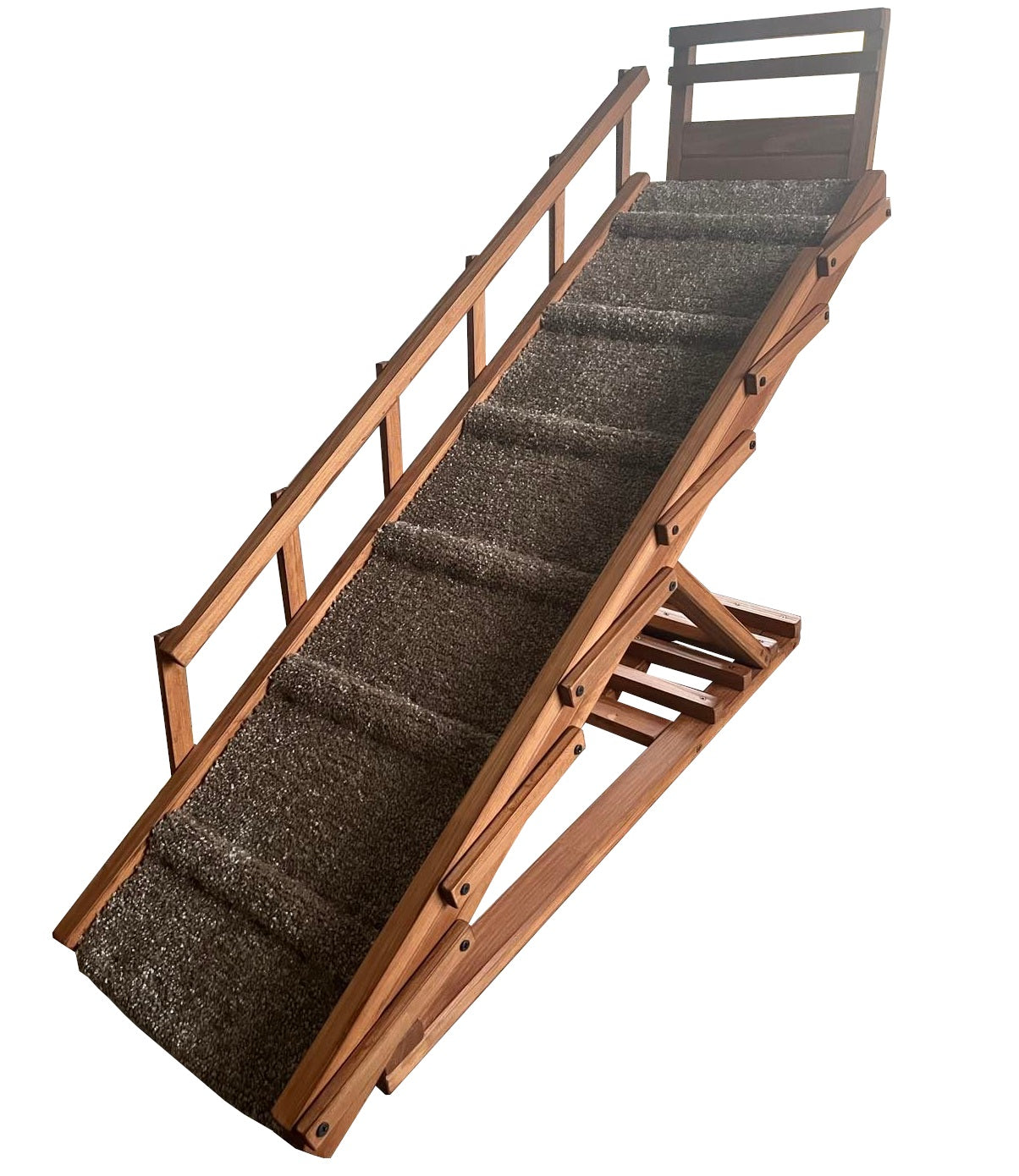 Premium dog stairs with front and side rails – eco-friendly wood, built to last for years
