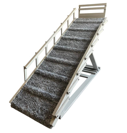 Bedside dog ramp with front and side rails – handcrafted from durable wood, trusted by thousands of customers