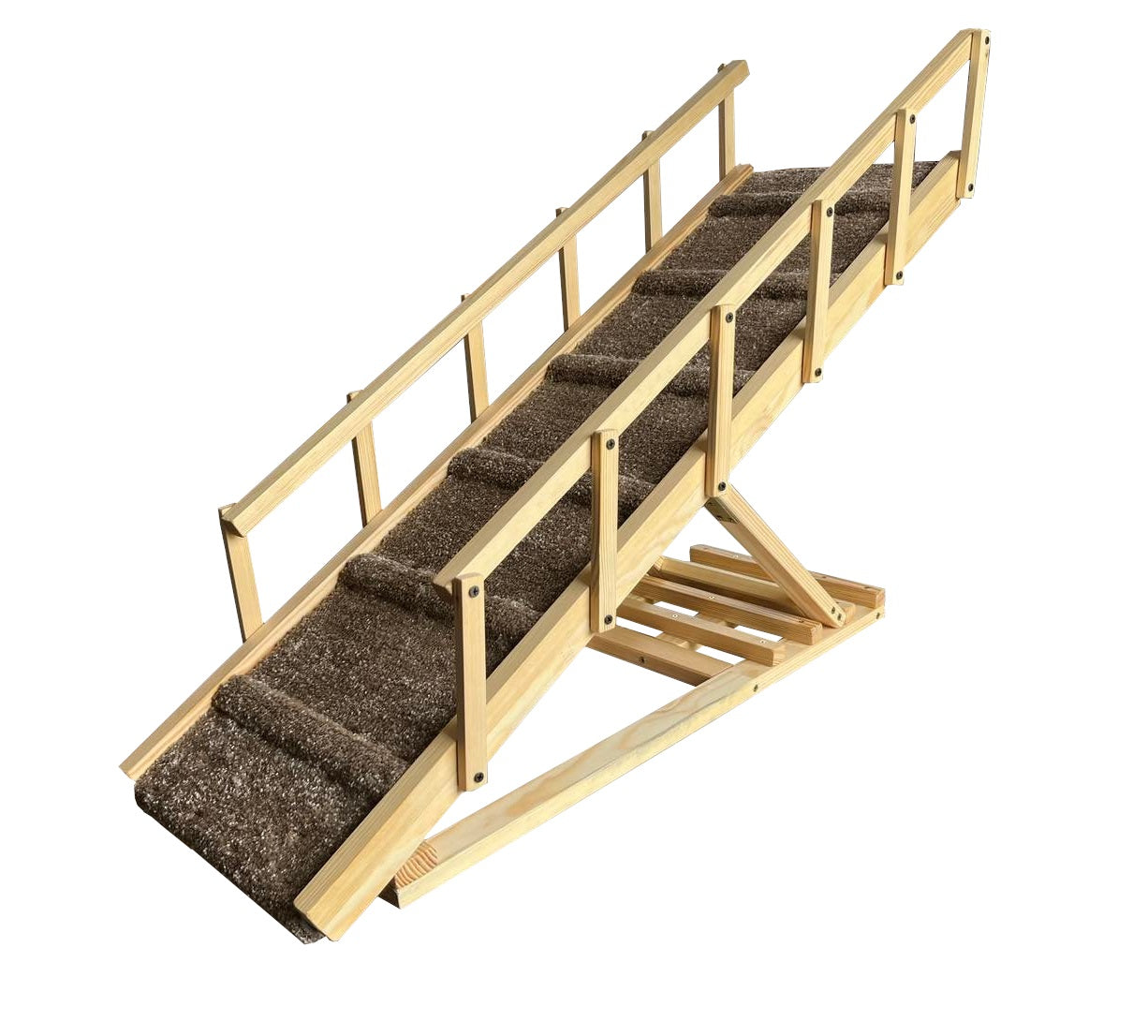 Dog steps for bed with side rails and regulated height – compact puppy ramp that folds flat for easy storage