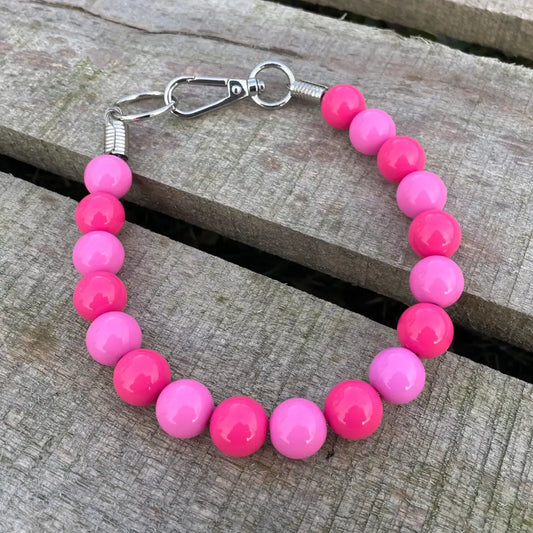 Pink Bubblegum Dog Collar (Large Pearls)